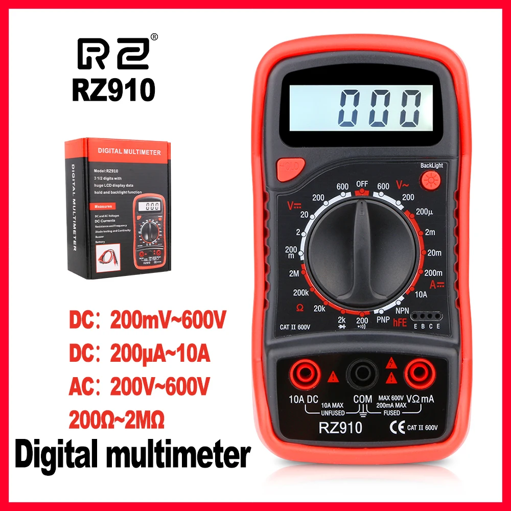 

LCD Mini Pocket Portable Digital Multimeter Electrical Multimeter Handheld test Instruments with Backlight RZ910