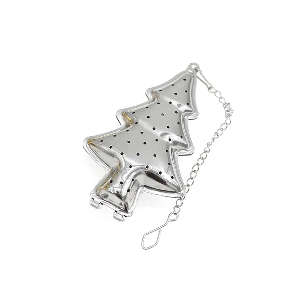 

1pc Stainless Steel Tea Filter Christmas Tree Shaped Infuser Tea Filter Making Tea Seasoning Strainer with a plate
