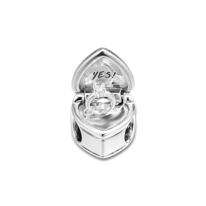 

Our Promise Silver Beads for Charms Bracelets Propose Ring Box Design Charm Beads for Women Jewelry Making Love Heart Shape Bead