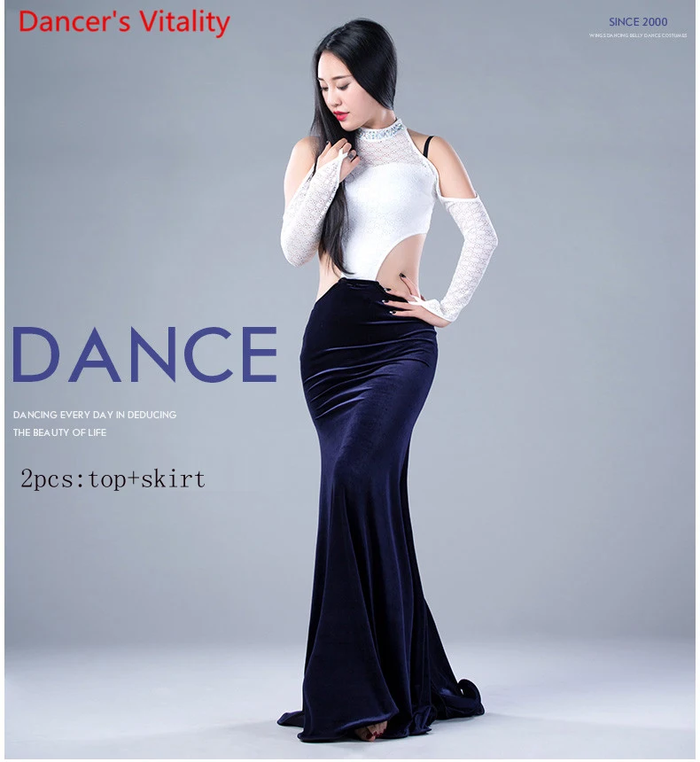 Lace + velvet Performance Belly Dance Set Long sleeves Girl Dress Dresses Belly Dancing Belly