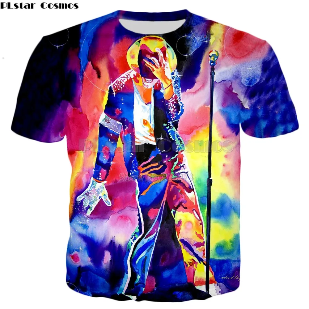 

PLstar Cosmos Drop shipping 2018 summer Fashion T-shirt King of Pop Michael Jackson paint 3D Print Men's Women's Casual t shirt
