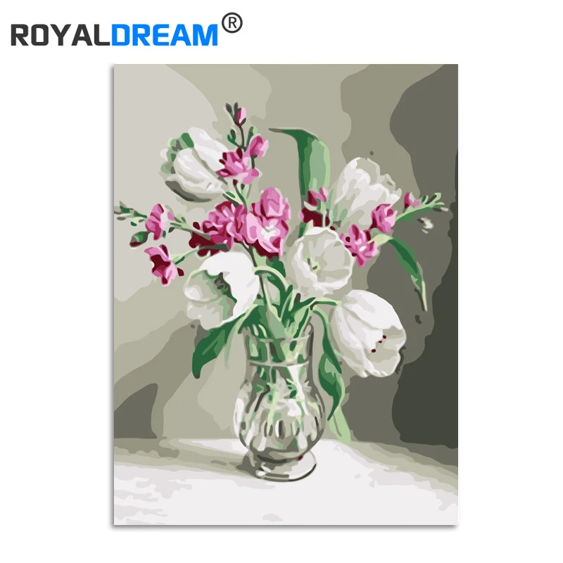Белый тюльпан ROYALDREAM DIY Краска по номерам акриловая краска ручная масляная ed на