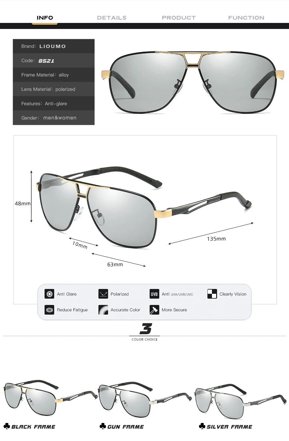 LIOUMO, авиация, HD, для вождения, фотохромные солнцезащитные очки, мужские, поляризационные, анти-УФ, обесцвечивание, солнцезащитные очки для женщин, oculos de sol masculino