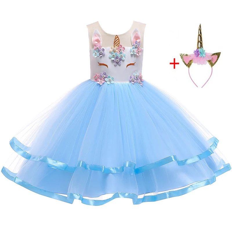 Одежда для маленьких девочек; вечерние костюмы с единорогом для девочек; карнавальный костюм принцессы на Рождество и год; детское платье; Vestidos Unicornio infantil - Цвет: As photo