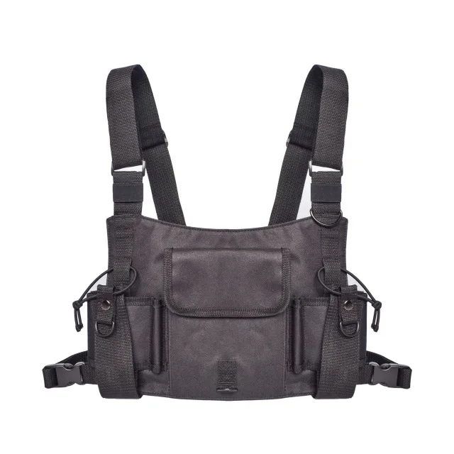 Модная Регулируемая Мужская нагрудная сумка в стиле хип-хоп, жилет с карманами, уличная военная куртка Kanye, тактическая охотничья нагрудная сумка - Цвет: black chest bag