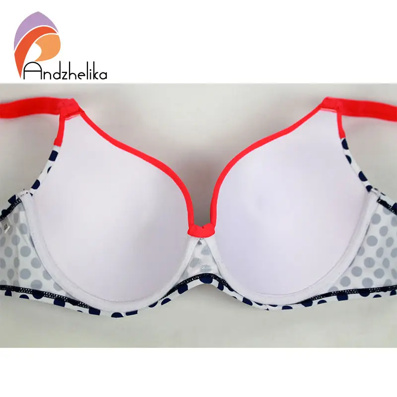 [Andzhelika ] 2018 New Swimsuit Bikini Sexy Polka Dot Large Cup Bar small Bottom Bathing Suit Push Up Swimwear LD516
