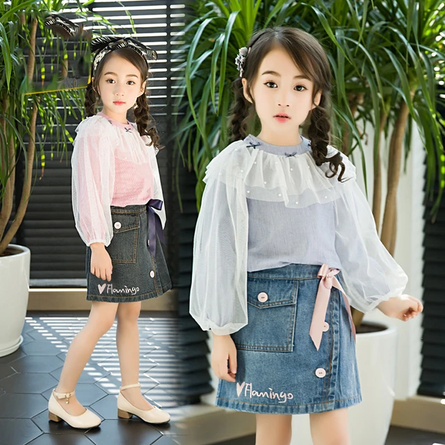 denim skirt outfit teenage