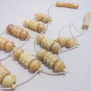 

Beige Wooden Wheel Back Waist Care Roller Massager SDFA88