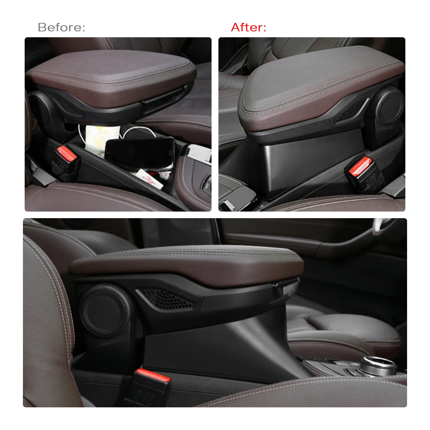 RUIYA, console central automático, armazenamento antiderrapante, suporte