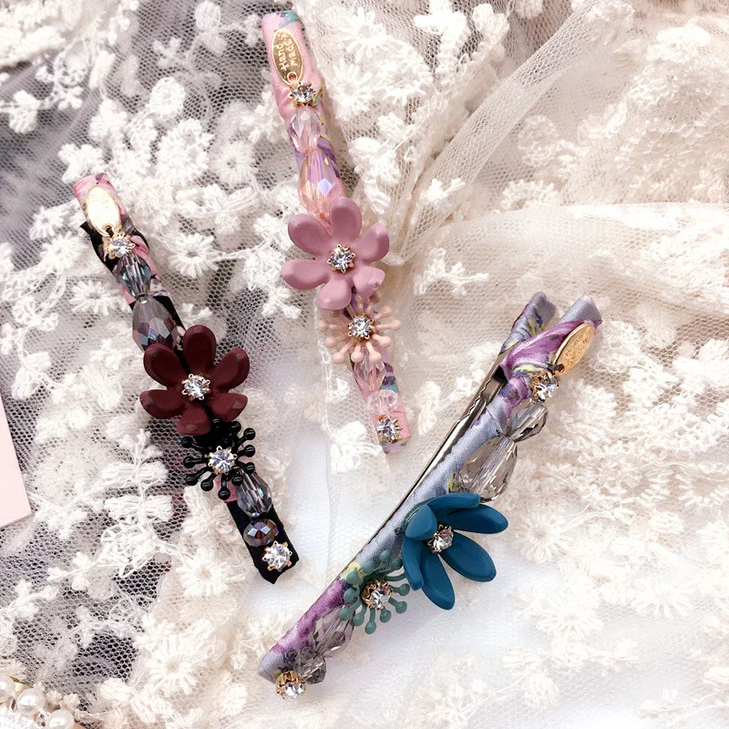 Fashion Women Rhinestone Lovely crystal Barrette hairpin flowers Hair