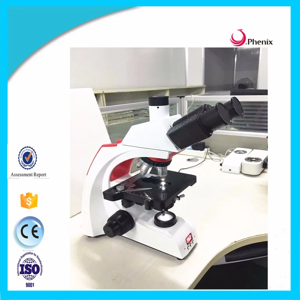 Phenix 40X-1600X тринокулярная головка с постоянной температурой микроскоп на столике с термометром для рыбной ловли/животноводства микроскопия