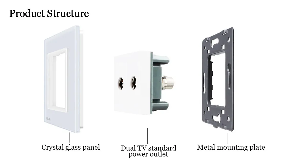 Welaik Кристалл Стекло Панель 1 Рамки EU белый розетки ТВ разъем a182 ТВ w