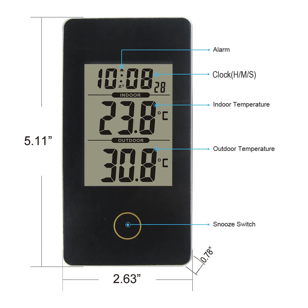 New Arrival Dykie Wireless Weather Station Black With Indoor Outdoor New Arrival Dykie Wireless Weather Station Black With Indoor Outdoor Thermometer Monitor Digital Alarm Clock For Home Office In Temperature Instruments From