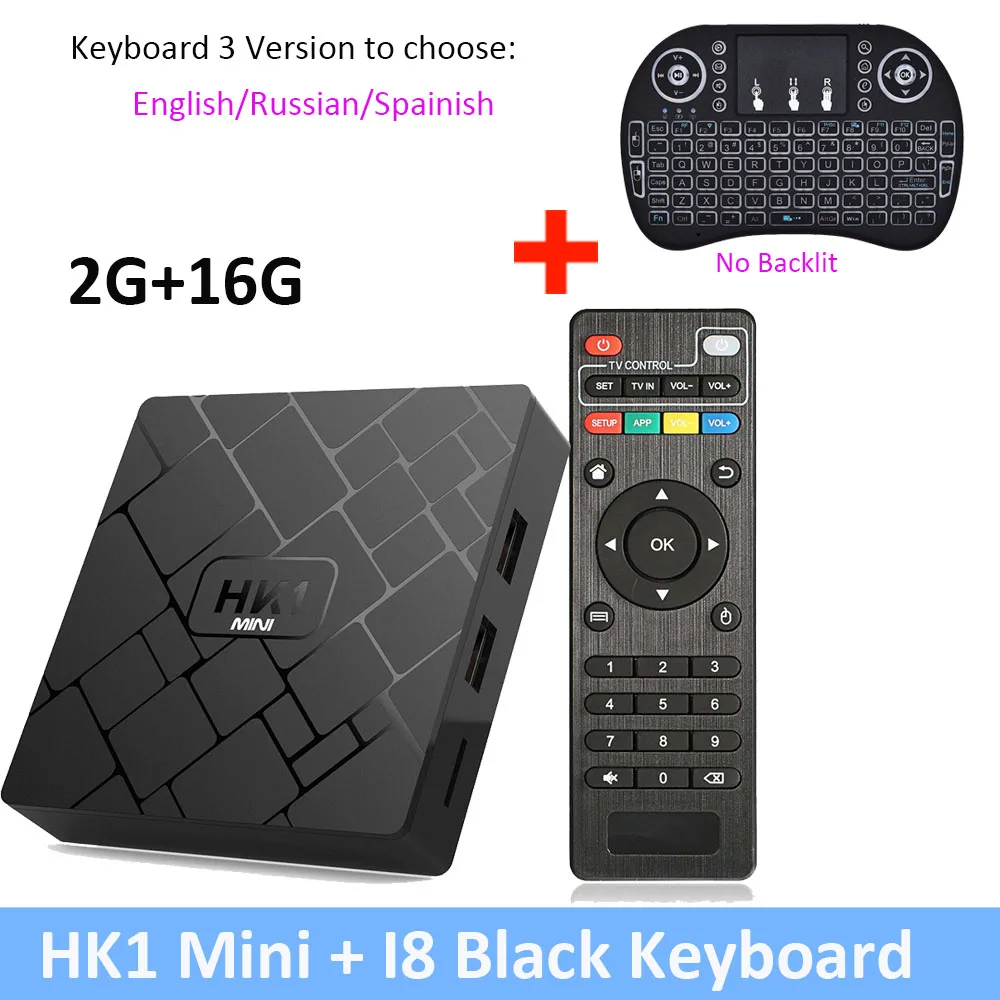 Новейший Android 8,1 Smart tv BOX HK1 мини 2 Гб 16 Гб Rockchip RK3229 четырехъядерный wifi H.265 HEVC 4K 3D телеприставка медиаплеер - Цвет: 2G 16G no backlit