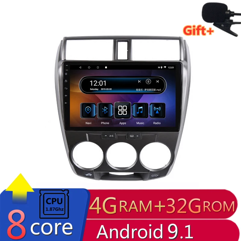 

10" 4G RAM 2.5D IPS 8 Core Android 9.1 Car DVD Multimedia Player GPS For Honda CITY 2008 2009 2010-2013 radio stereo navigation