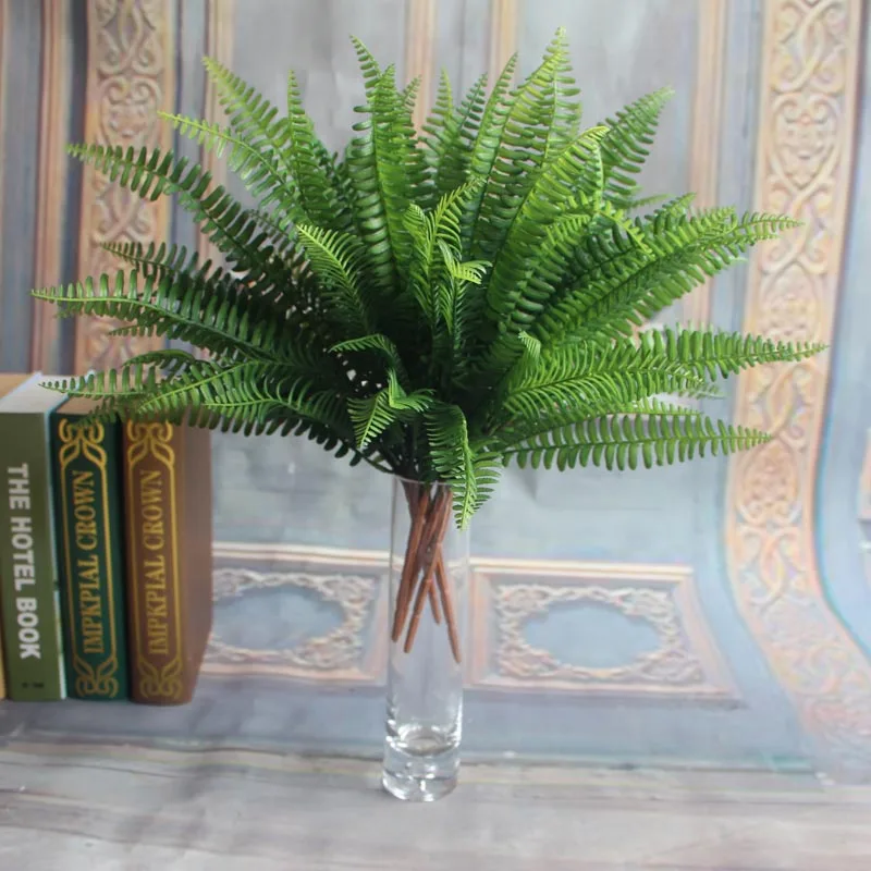 

7 Branches Artificial Boston Fern Bouquet Plastic Artificial Silk Green Plants Fake Leaves Craft Fake Foliage Home Decoration