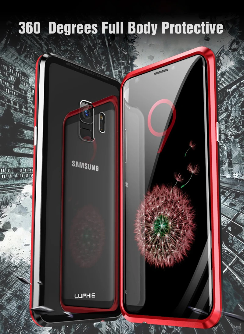 Front + Back Glass 360 Full Protection Case For Samsung Galaxy S8 S9 S10 Plus S10e Note 9 8 Magnetic Adsorption Metal Case Cover 9