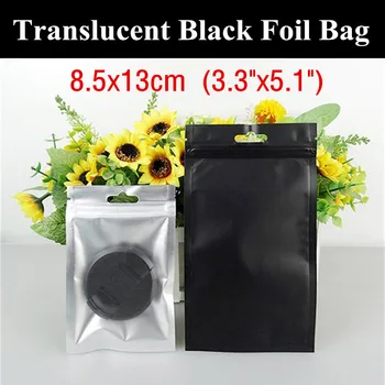 

100pcs 8.5x13cm (3.3"x5.1") Flat Translucent Black Foil Packaging Bag USB Hubs/Cables Storage Bag Plastic Xmas/Wedding Gift Bag