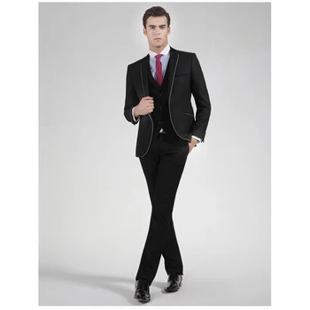 

High Quality Mens Suits Groomsmen Notch Lapel Groom Tuxedos One Button men Wedding Best Man Suit (Jacket+Pants+Tie+Vest)