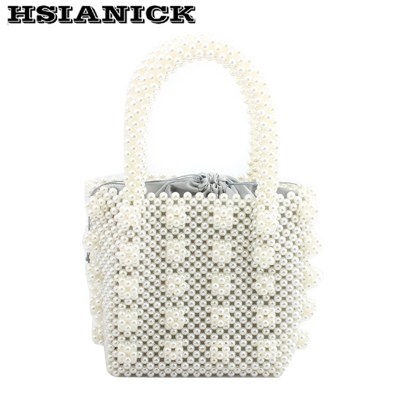 High grade white luxury Beads Bag New elegant Pearl Dinner Handmade Embroidered handbag Tote Bag Lady party clutch evening bag