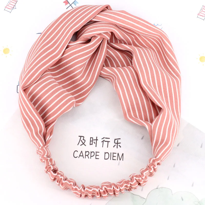 Hot Women Hair Accessories Fashion Headband Fabric Cross Boho Striped Twist Knot Elastic Wrap Turban Hair Band Yoga Sport Ladies