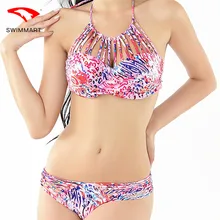 

SWIMMART 2018 New Sexy Print Bikini Push Up Cut Swimwear Women Retro Bandage Swimsuit Bikini Set BeachWear Female Bathing Suits