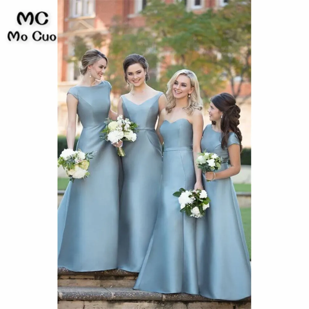 

2019 Simple Mermaid Bridesmaid Dress Long ABCD Style Satin Wedding Party Long Formal Bridesmaid Dresses for women