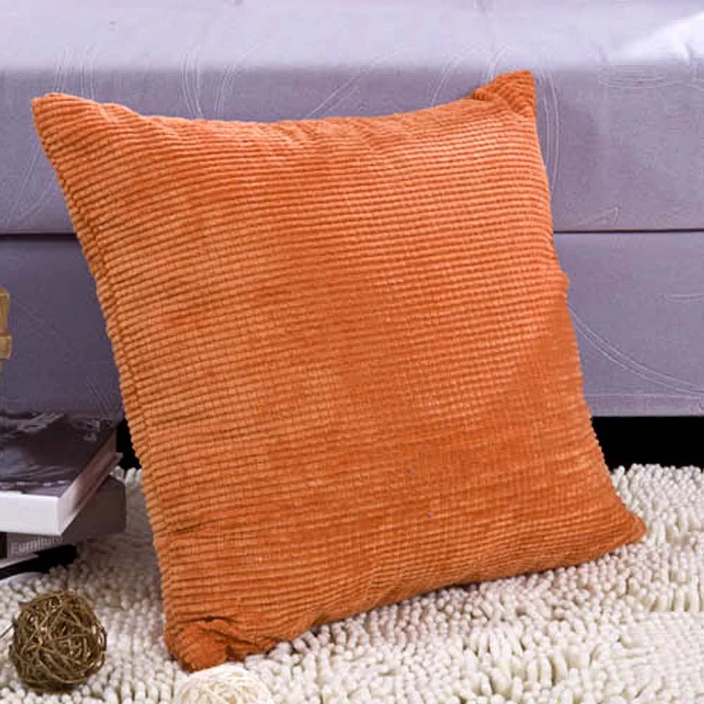 Fashion kernels Corduroy Sofa Decor Cushion Cover #E Square 45cm Pillow Case Orange | Дом и сад