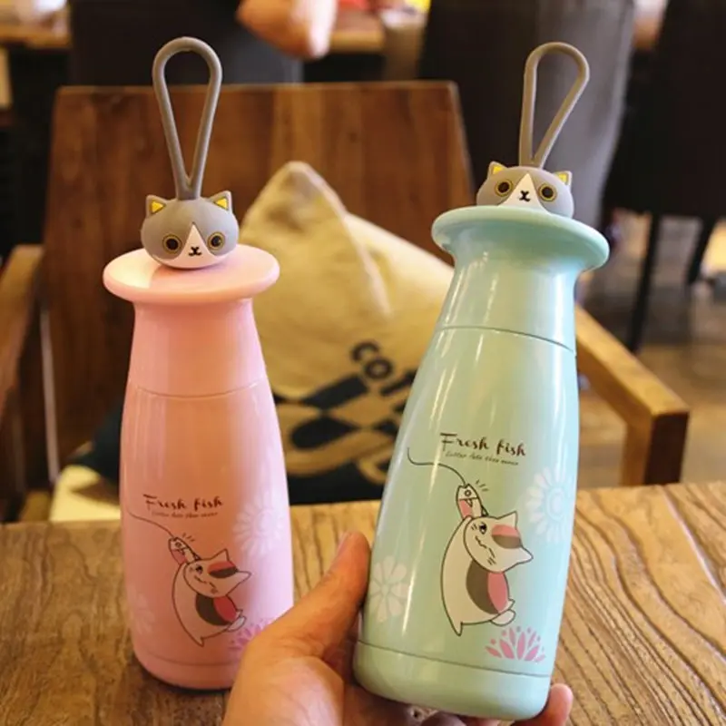 

Creative Cartoon Kitten Stainless Steel Thermos Cup for Both Male and Female Students Lovely Portable Cup Travel Thermos