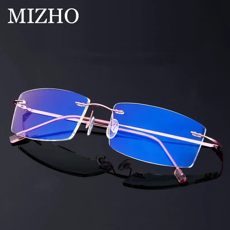 

Computer Glasses clear Anti radiation Men Rays Radiation Rimless Eyewear Rectangular Business Anti Blue Light Glasses Women