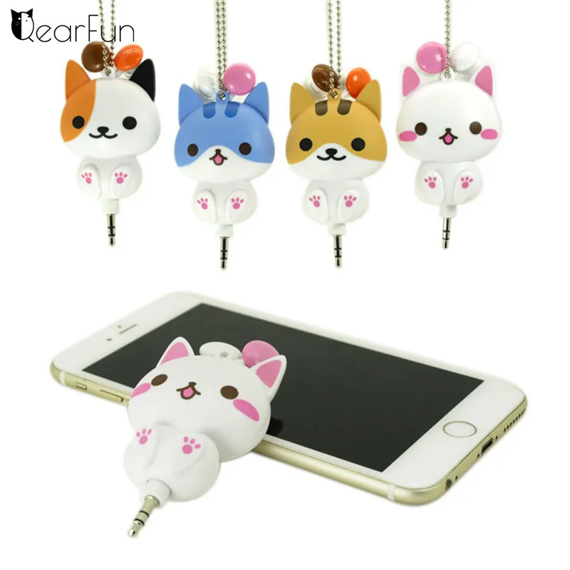 

Cute Cat Dog Cartoon Earphone Headphones Retractable Wired Earphones With Cable Manager 3.5mm Plug For MP3 Xiaomi Iphone6s