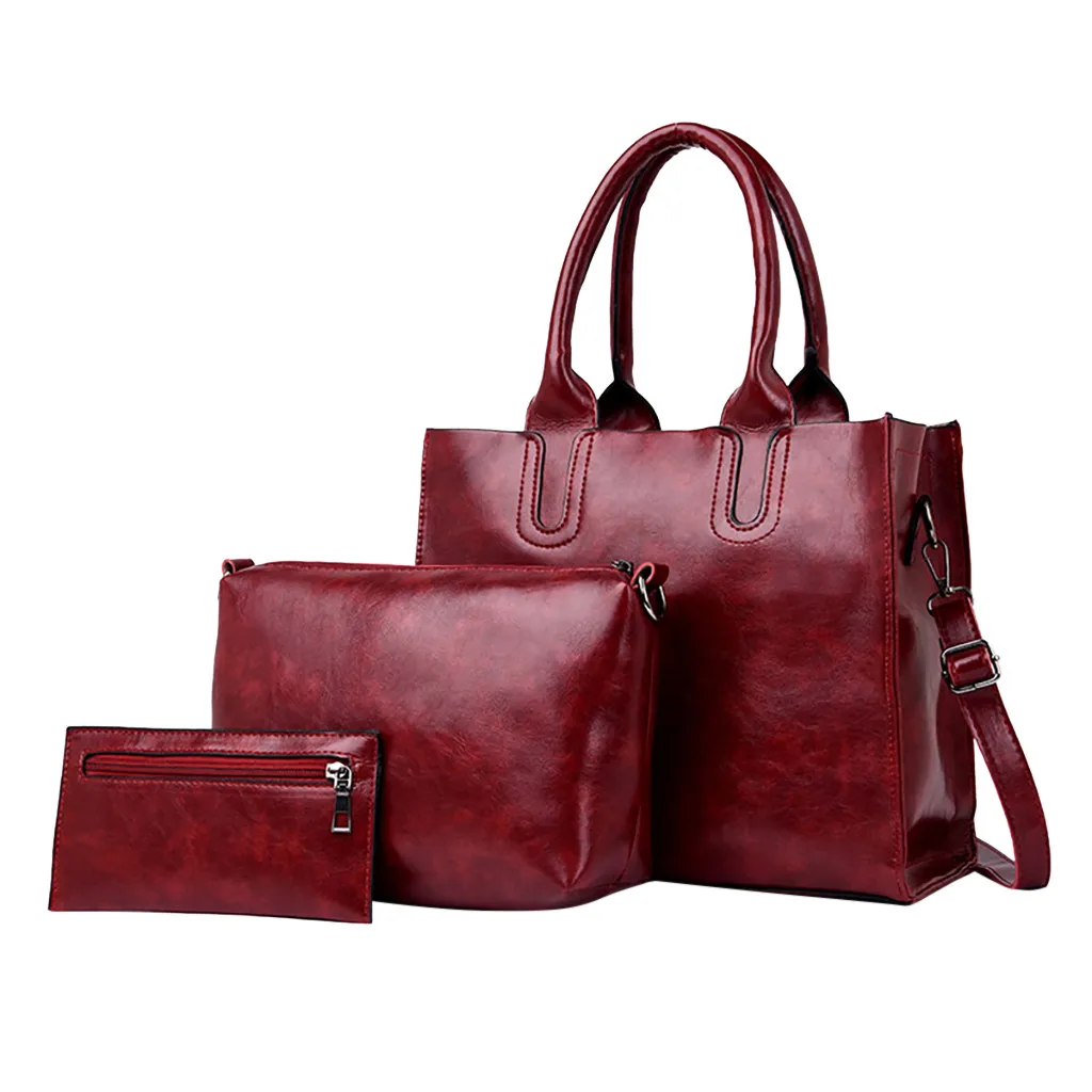 

MOLAVE Handbags Zipper bags for women 2019 new 3Pcs Women Pattern Solid large Messenger Bag+Handbag+Coin Purse Versatile 9515