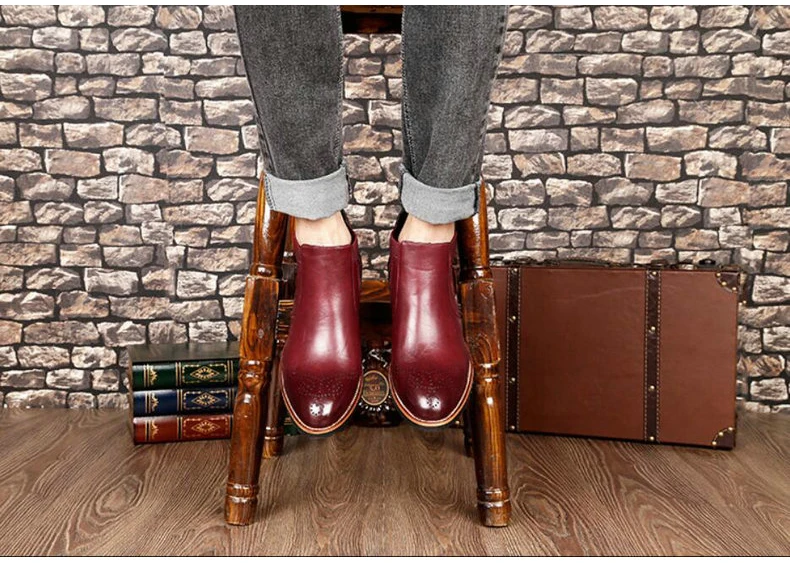 Men's Boots' Casual Round Toe Ankle Chelsea Boots Men Leather Men Winter Shoes hot 2018 Winter Shoes Mens Warmful Snow Boot Mens (8)