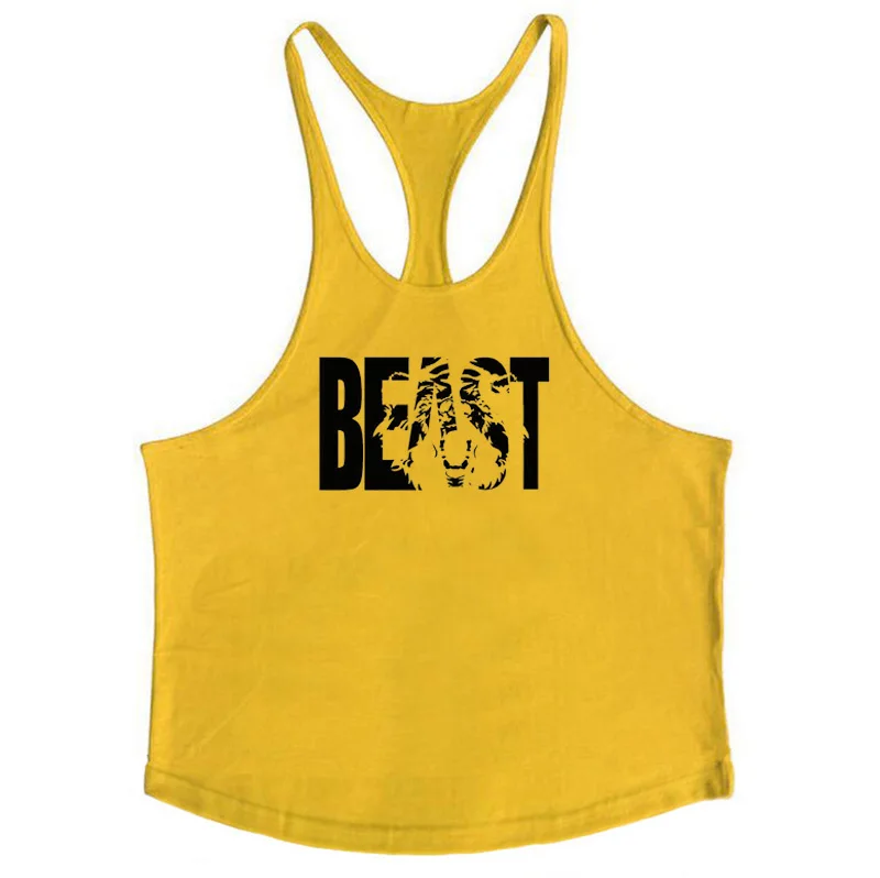 yellow Beast Тренажеры торговой марки muscleguys майки мужские майки рубашки оборудование для бодибилдинга фитнес Стрингер танктоп одежда для мышц - Цвет: yellow Beast