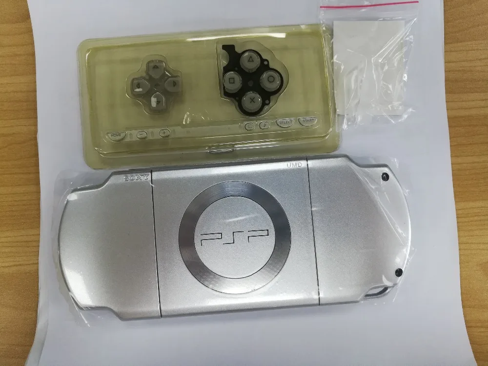 Серебряный цвет полный комплект корпус оболочка для psp 2000 psp 2000 2006 серии консоль чехол Лицевая панель с кнопками набор