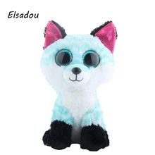 Elsadou Ty Beanie Boos Cute Animals 25cm Plus Size Sky Blue Fox Plush font b Toy