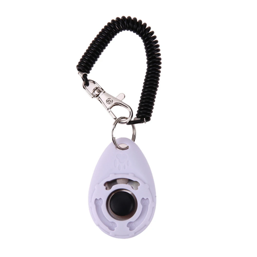 1 Piece Pet Cat Dog Training Clicker Plastic New Dogs Click Trainer Aid Too Adjustable Wrist Strap Sound Key Chain - Цвет: white