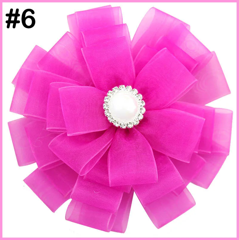 

free shipping 300pcs Russian Hair Flowers bows organza flower girls present Headwear bows princess head flower Hair Clips