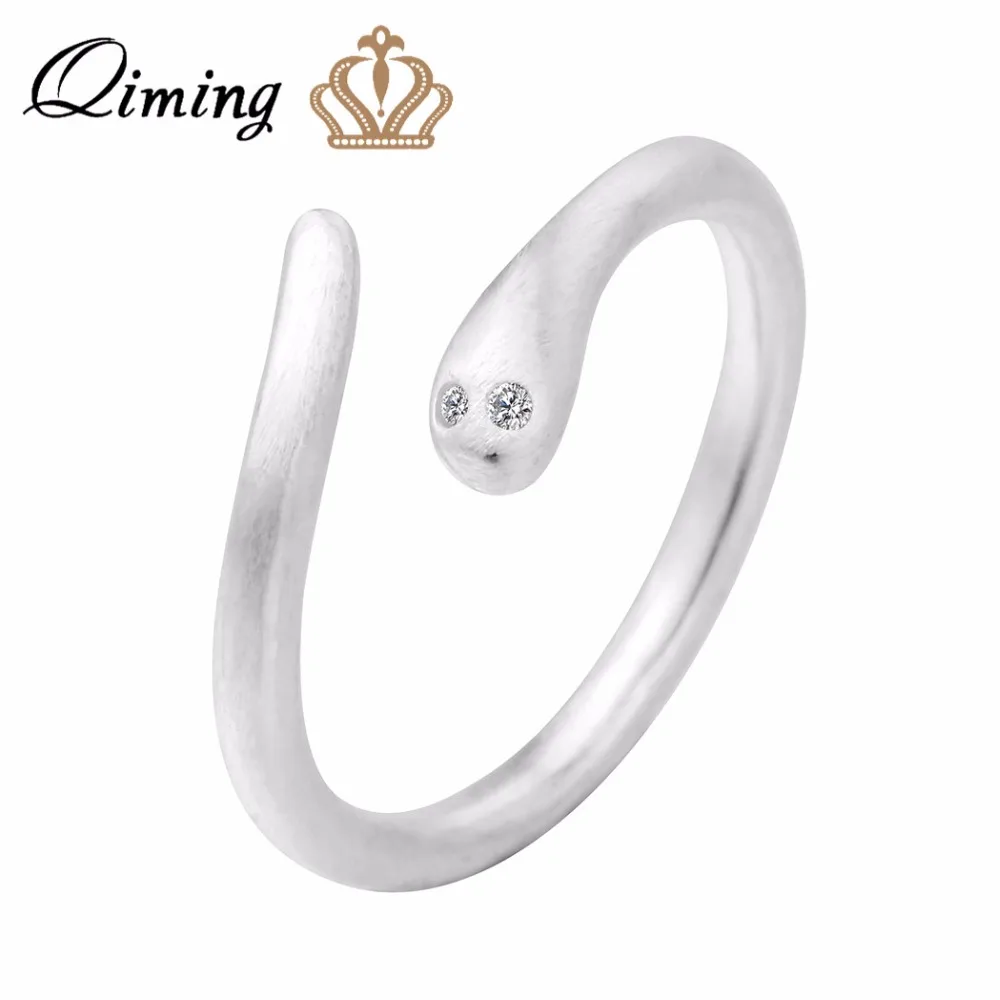 

QIMING Vintage Silver Jewelry Ghost Rings For Women Lovely Birthday Party Gift Open Cheap Snake Statement Ring Bague