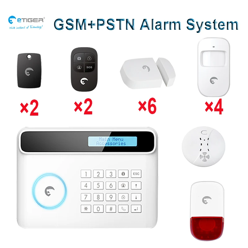 Buy eTIGER GSM/PSTN double network S4 with wireless sensors anti theft anti
