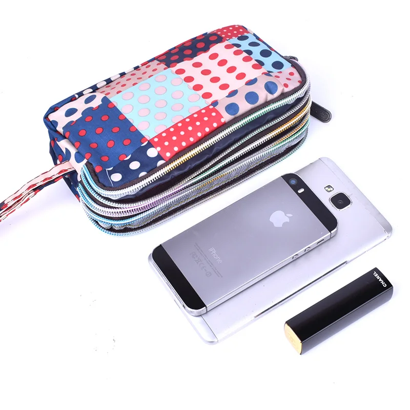 National printing Cute Style 3 Layer Women's Wallets Female Party Handbag Credit Card Holder Zipper Purse Clutch Phone Bag