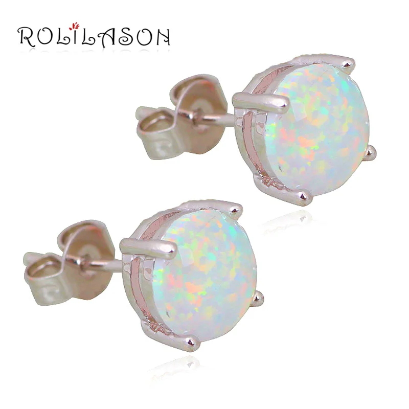 Серьги гвоздики из серебра 925 пробы с белым огненным опалом|jewelri|jewelry fittingjewelry ballet |