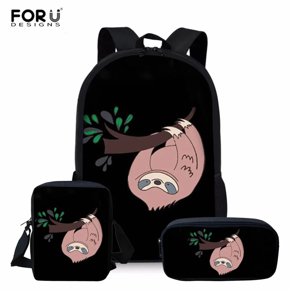 

FORUDESIGNS Cute Sloth Girls School Backpack Kids Puppy mochilas escolares infantis Children School Bags Set Lovely Satchel