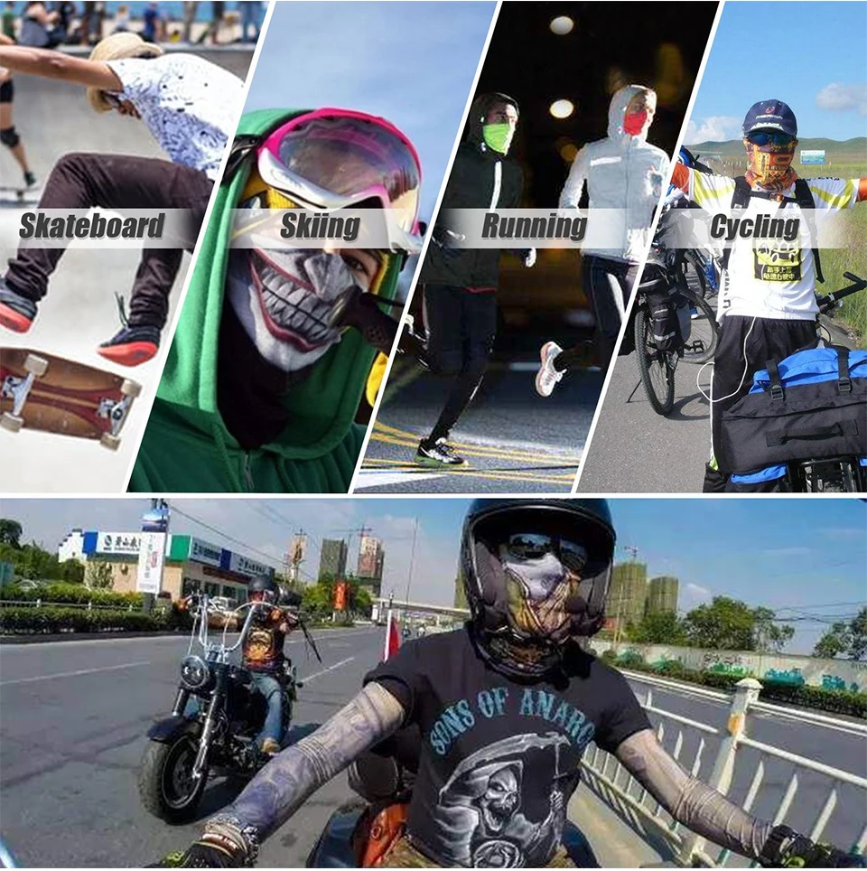 3D Seamless Bandana Neck Gaiter Tubular Scarves Head Skiing Scarf Bicycle Half Face Cover Balaclava Fashion Headband Men Women