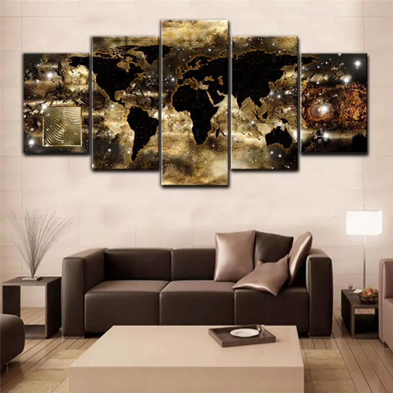 Hd Posters And Prints For Living Room Wall Art 5 Pieces World Map Prints For Living Room Wall Art