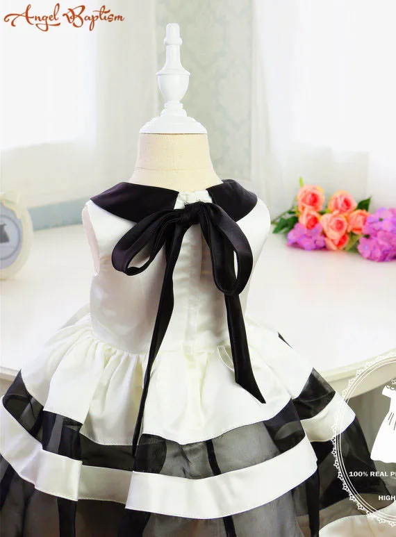 Корейский стиль, Детские вечерние платья в черно-белую полоску для маленьких девочек, 1 год, платье для дня рождения, платье, платье для новорожденной
