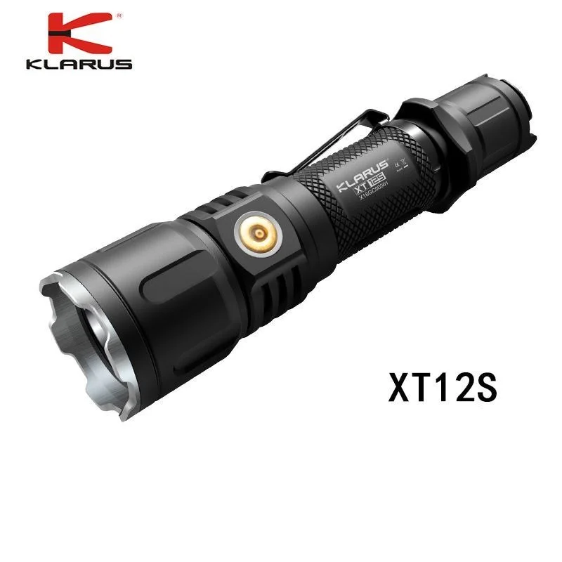 

KLARUS XT12S Tactical LED Flashlight 1600 Lume CREE XHP35 HI D4 LED Torch with USB charging +3600mAh 18650 Battery for Hunting