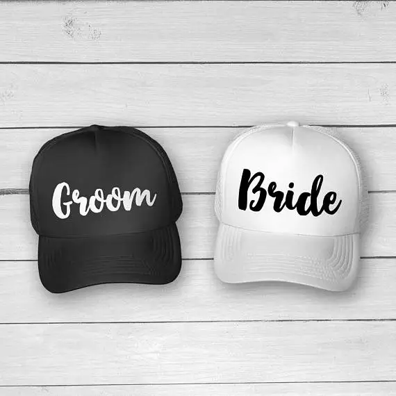 custom bride and groom Couple Snapback trucker hats caps Bachelorette
