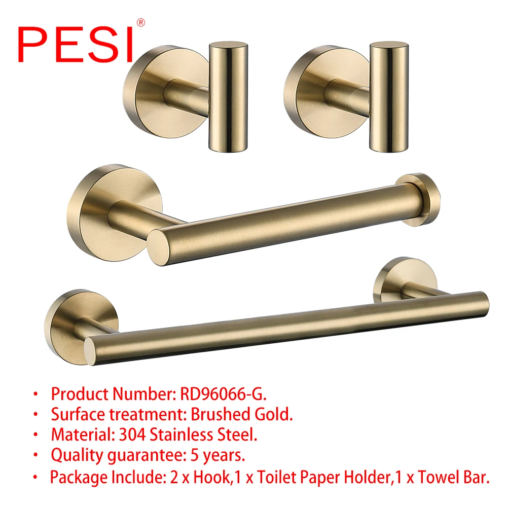 304 Stainless Steel Bathroom Accessories Bathroom Hardware Set Robe Hook Towel Rail Rack Ring Bar Shelf Paper Holder ,Black.