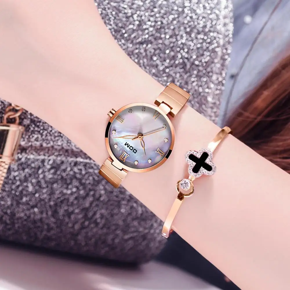 Fashion Women Watches Best Sell Star Sky Dial Clock Luxury Rose Gold Women's Bracelet Quartz Wrist Watches New G-1267G-7M